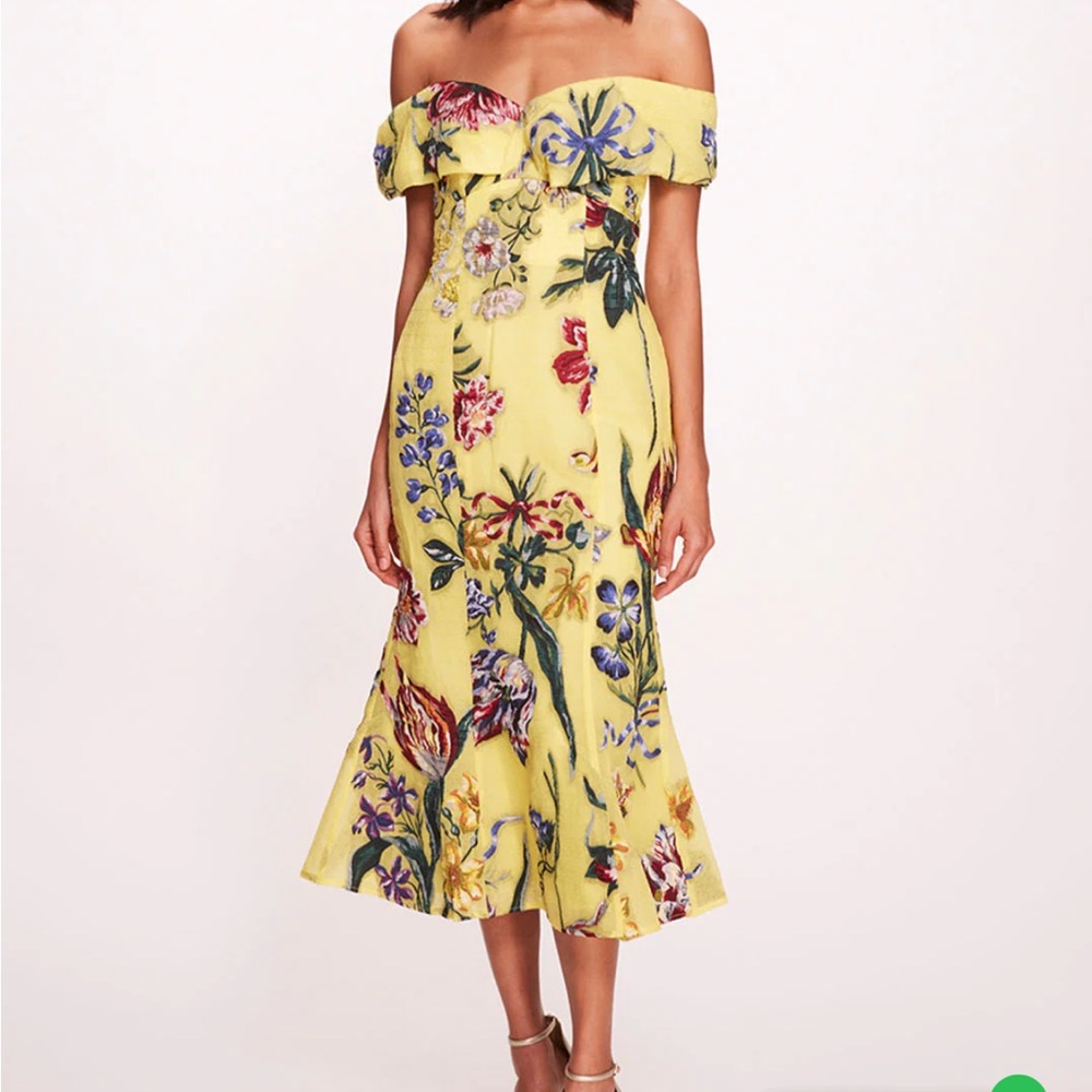Marchesa Yellow Ruffled Tiered Sundress